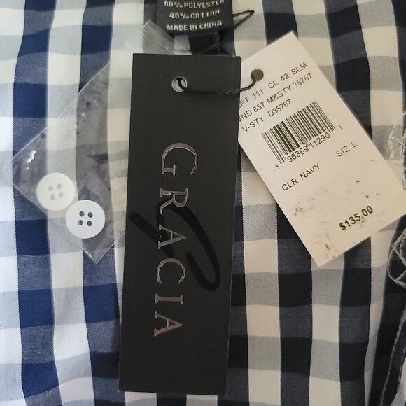 Gracia Floral Navy/White Check Embroidered Mini Dress, Country-Chic, Picnic - Picture 12 of 13